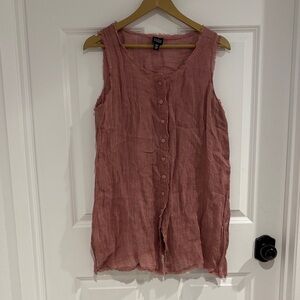 Eileen Fisher Dusty Rose Frayed Tank Top